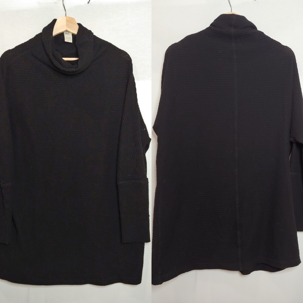 We the Free People Kitty Thermal Mock Cowl Neck‎ Tunic Pullover Black Small S